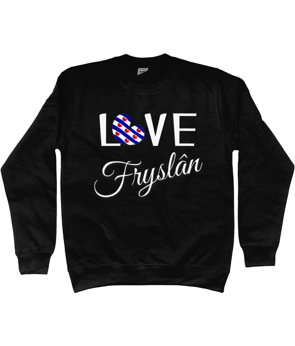 Zwart sweatshirt met tekst Love Fryslân