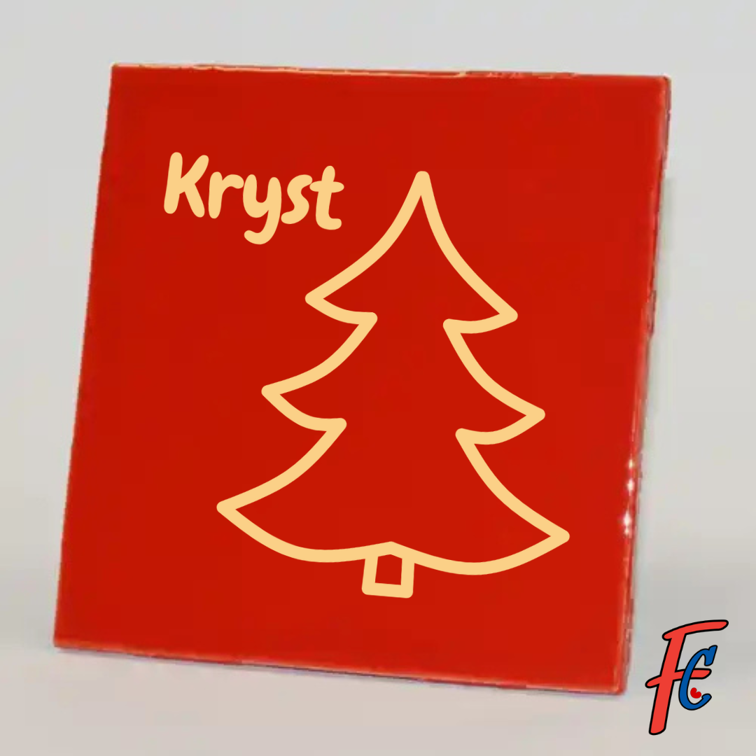 Tegeltje met een Kerstboom en met tekst Kryst