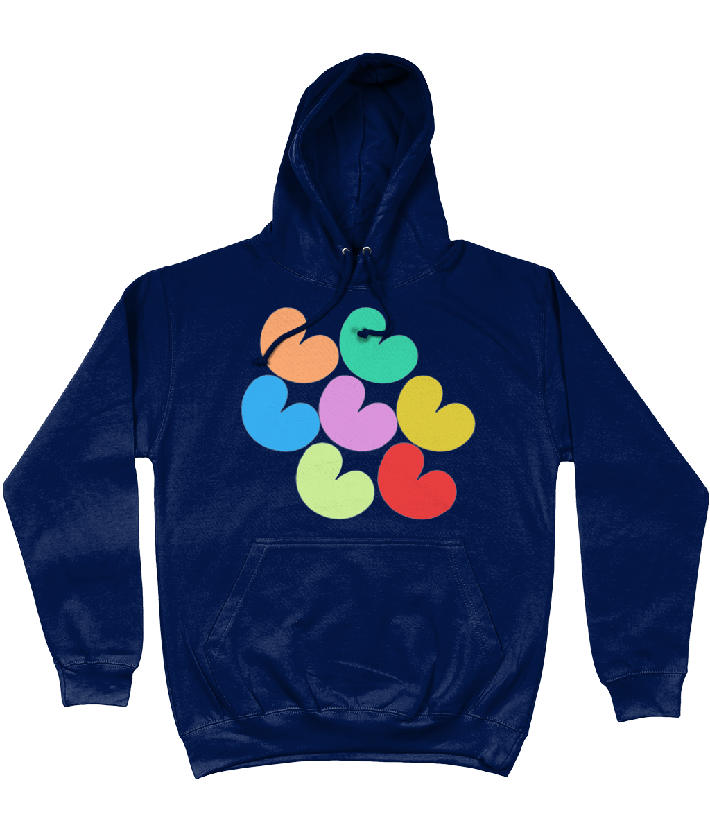 Donkere hoodie met kleurrijke pompeblêden