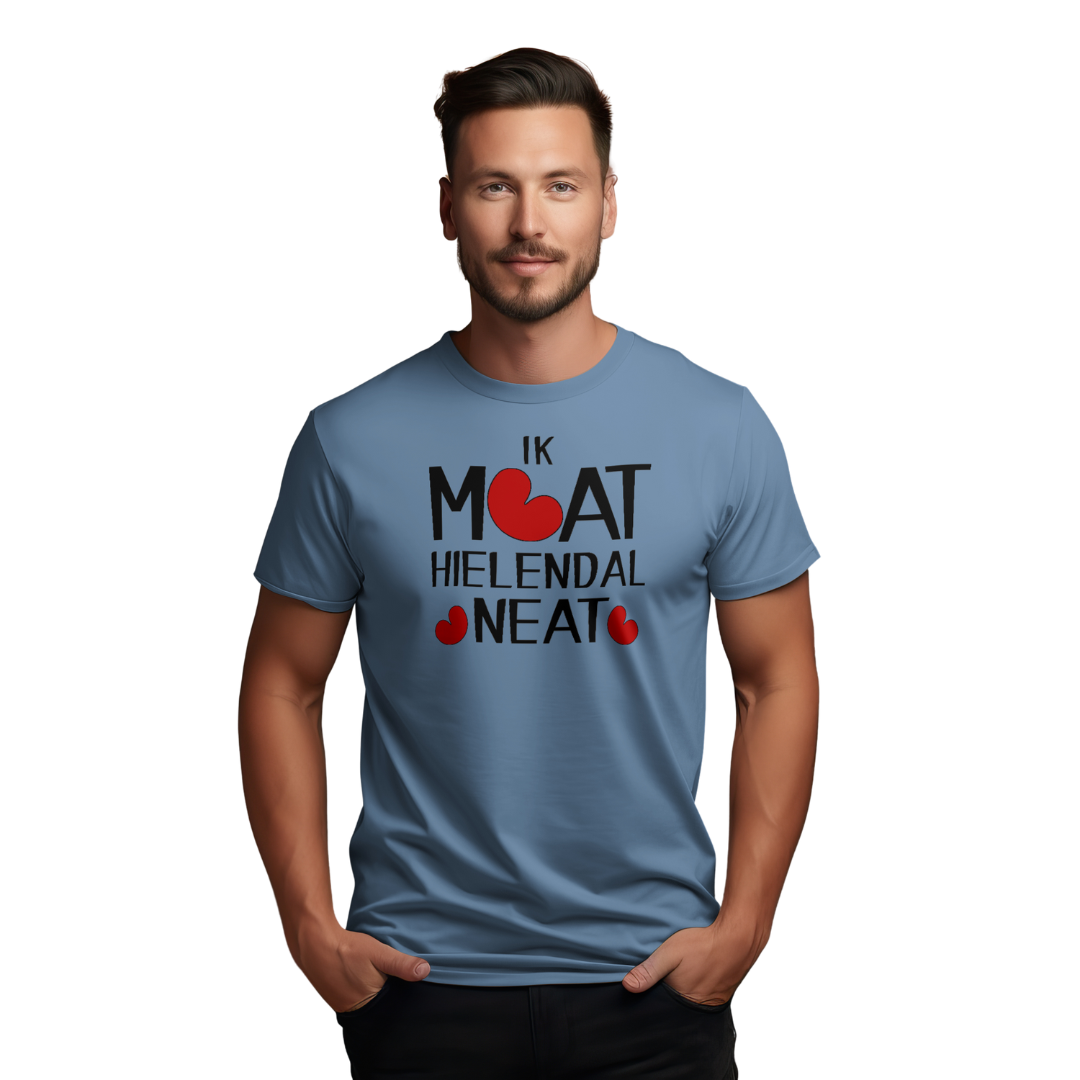 Zwart Fries T-shirt met tekst ‘Ik moat hielendal neat’