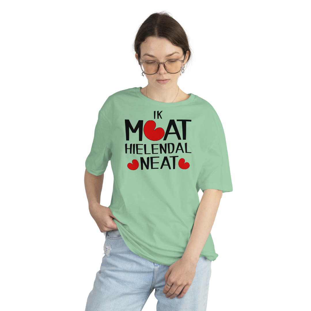 T-shirt "Ik moat hielendal neat" – Friese nuchterheid op z’n best (zwart)