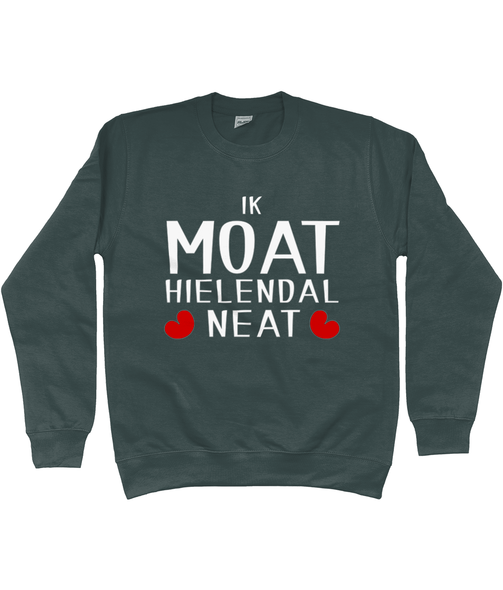 Friese sweater met de tekst Ik moet helemaal niets, verkrijgbaar in verschillende kleuren