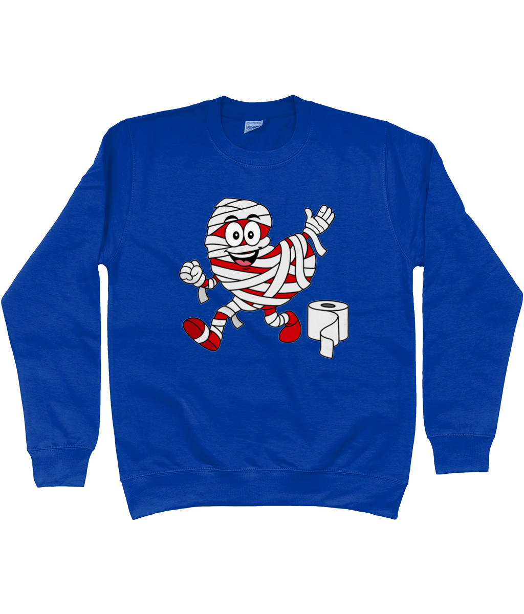 sweater met Pompy, het Friese pompeblêd, verkleed als mummie met wc-papier – Halloween design