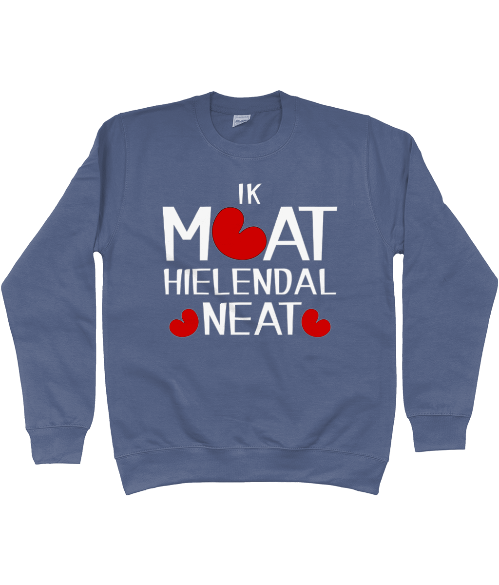 Friese sweater met de tekst Ik moet helemaal niets, verkrijgbaar in verschillende kleuren