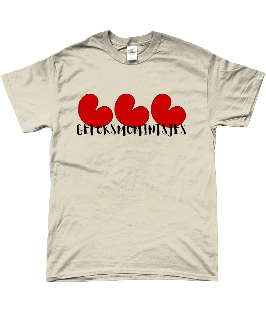 Friese T-shirt Geloksmomintsjes met pompeblêden, geschikt voor lichte kleuren – FrieseCreaties.nl
