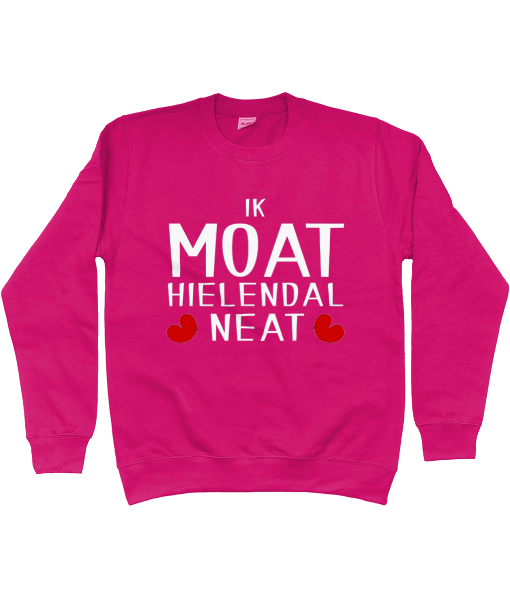 Friese sweater met de tekst Ik moet helemaal niets, verkrijgbaar in verschillende kleuren