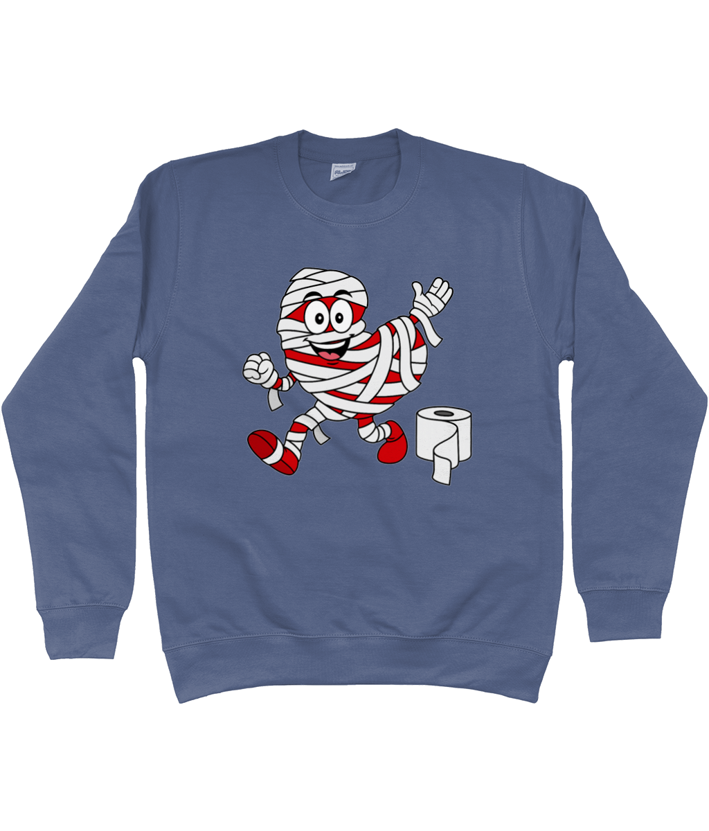 sweater met Pompy, het Friese pompeblêd, verkleed als mummie met wc-papier – Halloween design