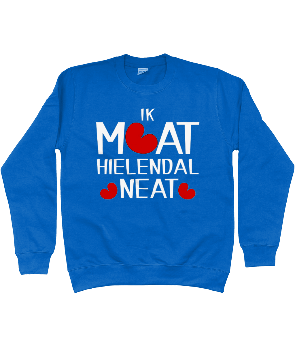 Friese sweater met de tekst Ik moet helemaal niets, verkrijgbaar in verschillende kleuren