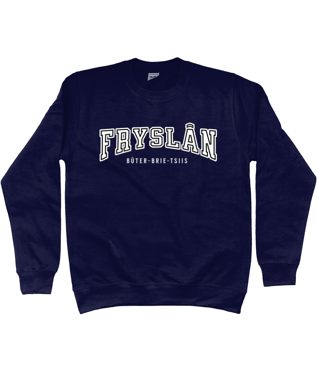 New French navy sweater met de tekst Fryslân – Bûter-Brie-Tsiis.