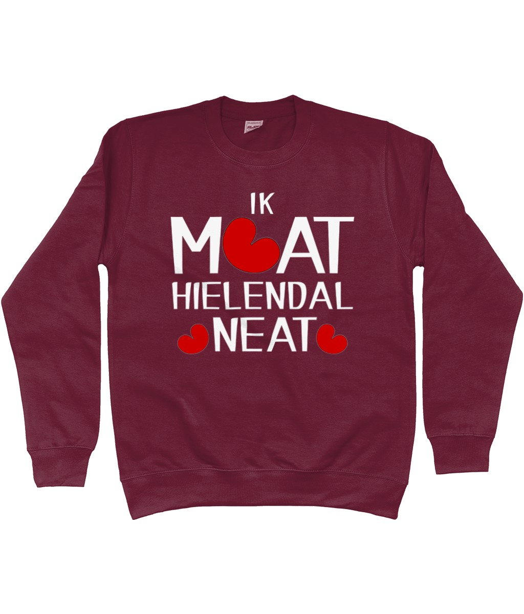 Friese sweater met de tekst Ik moet helemaal niets, verkrijgbaar in verschillende kleuren