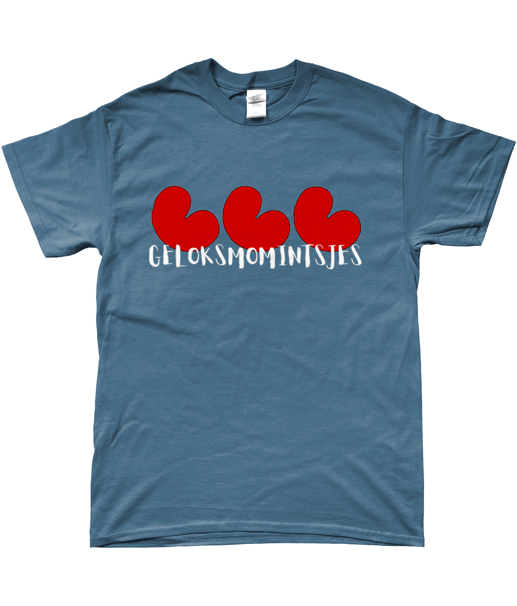 Fries T-shirt Geloksmomintsjes met pompeblêden in  blauw – FrieseCreaties.nl