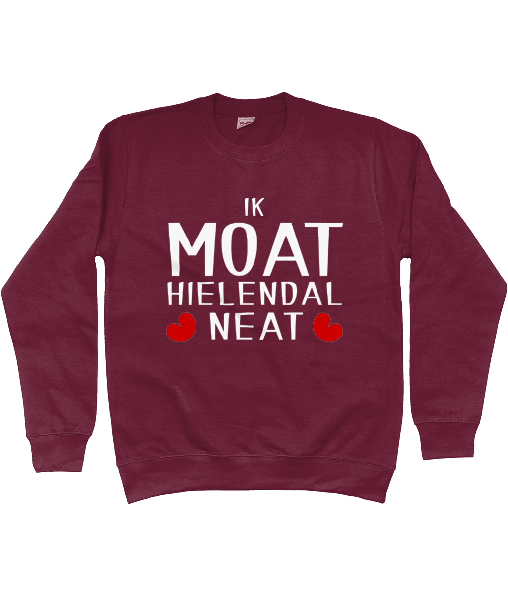 Friese sweater met de tekst Ik moet helemaal niets, verkrijgbaar in verschillende kleuren