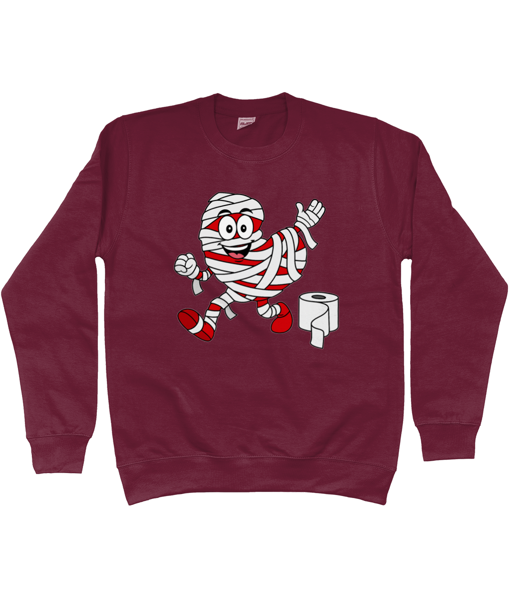 sweater met Pompy, het Friese pompeblêd, verkleed als mummie met wc-papier – Halloween design