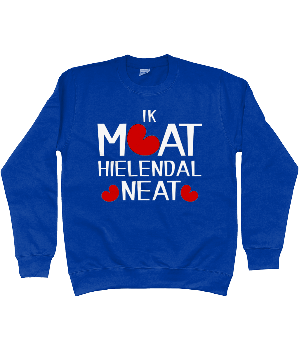 Friese sweater met de tekst Ik moet helemaal niets, verkrijgbaar in verschillende kleuren