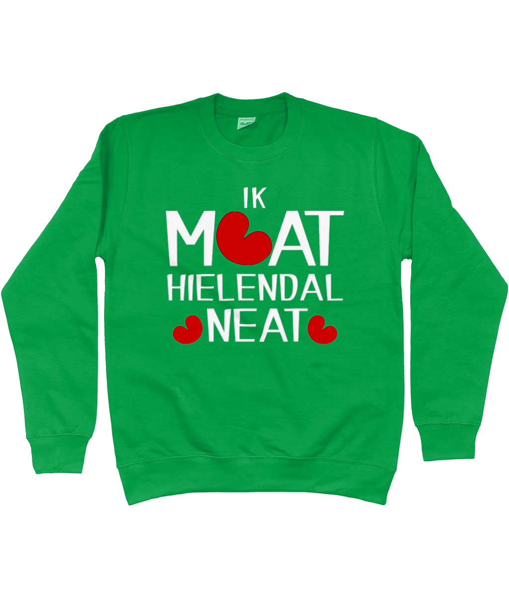 Friese sweater met de tekst Ik moet helemaal niets, verkrijgbaar in verschillende kleuren