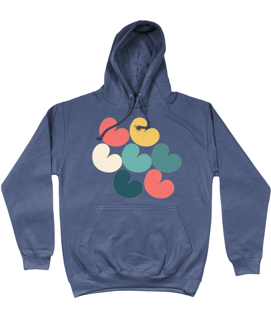 Blauw grijze hoodie met gekleurde pompeblêden