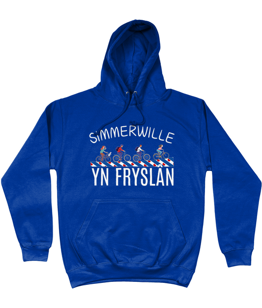 Blauwe hoodie met tekst Simmerwille yn Fryslân