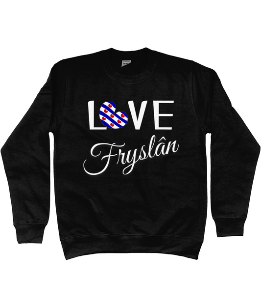 Zwart sweatshirt met tekst Love Fryslân
