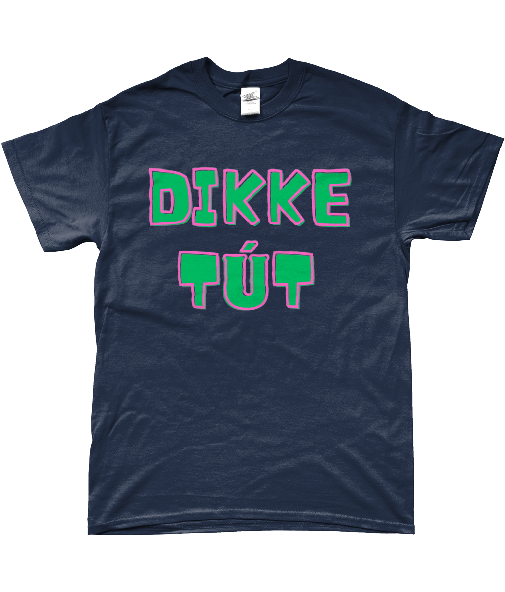 Fries T-shirt donker blauw met tekst Dikke tút