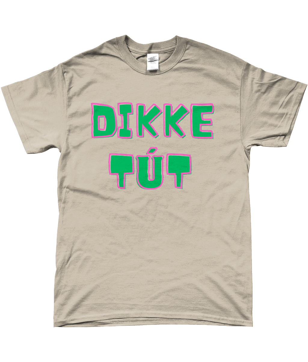 Fries T-shirt naturel met tekst Dikke tút