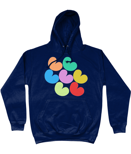 Donkere hoodie met kleurrijke pompeblêden