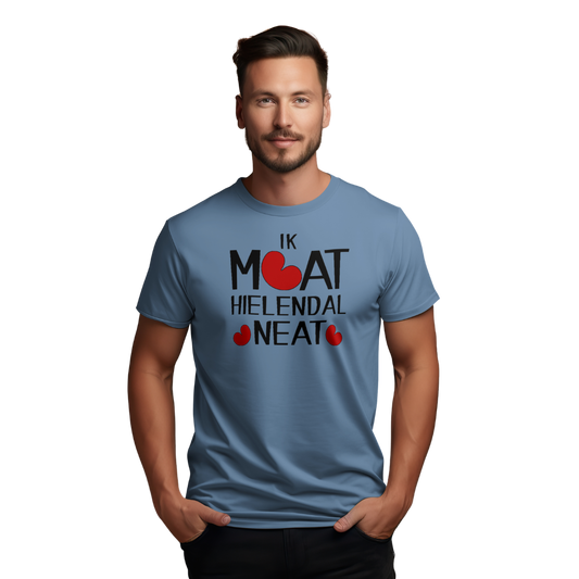 Zwart Fries T-shirt met tekst ‘Ik moat hielendal neat’