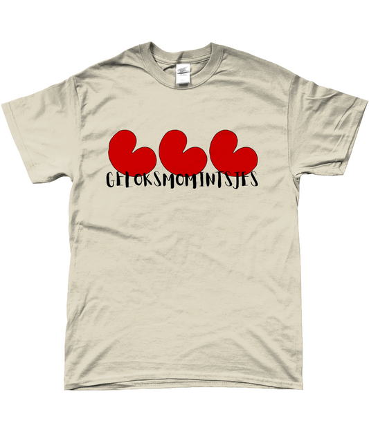 Friese T-shirt Geloksmomintsjes met pompeblêden, geschikt voor lichte kleuren – FrieseCreaties.nl