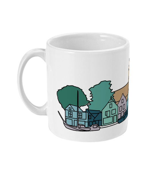 Witte mok met skyline Grou en huisjes