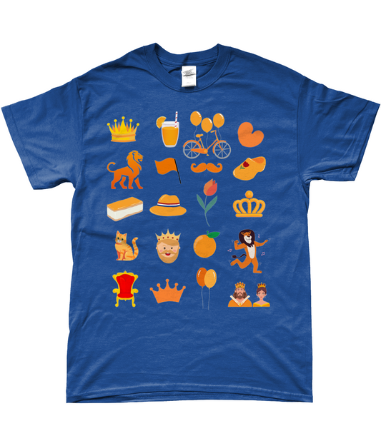 Koningsdag T-shirt met oranje iconen