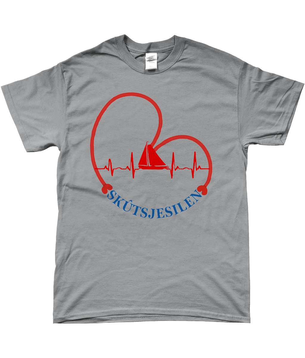 Fries T-shirt grijs met pompeblêd heartbeat print