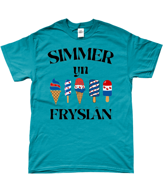 Fries T-shirt  met  Friese ijsjes en tekst Simmer yn Fryslân
