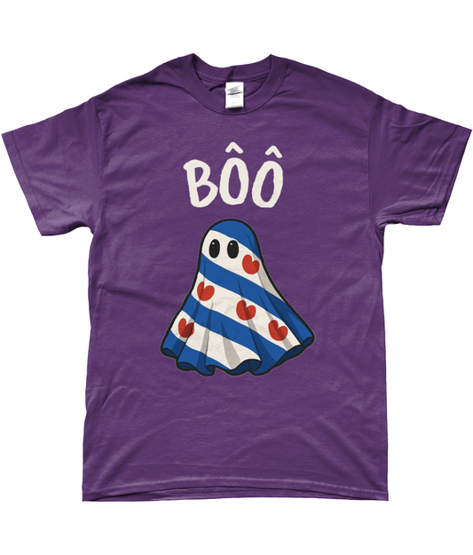 Fries T-shirt met spook en tekst Bôô – Halloween uit Fryslân