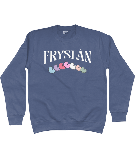 Donker sweatshirt met 7 pompeblêd en tekst Fryslân